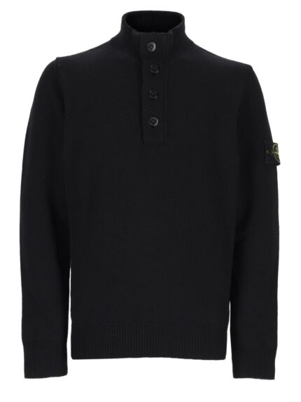 Stone Island Maglia Con Bottoni E Patch Logo