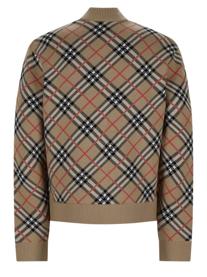 Burberry Maglia Con Zip E Stampa Check