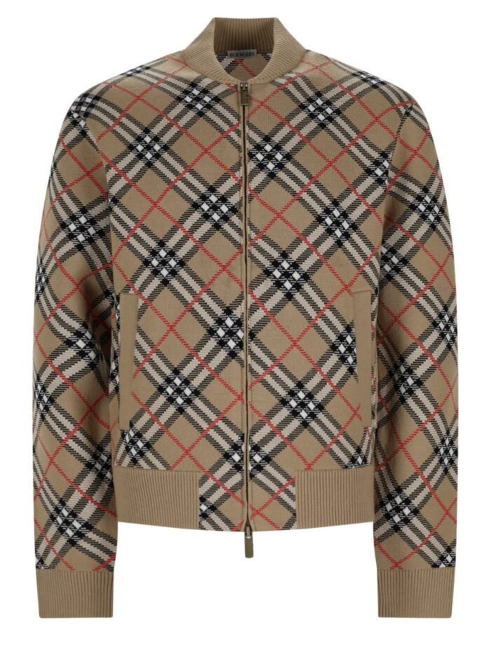 burberry maglia con zip e stampa check Burberry Maglia Con Zip E Stampa Check