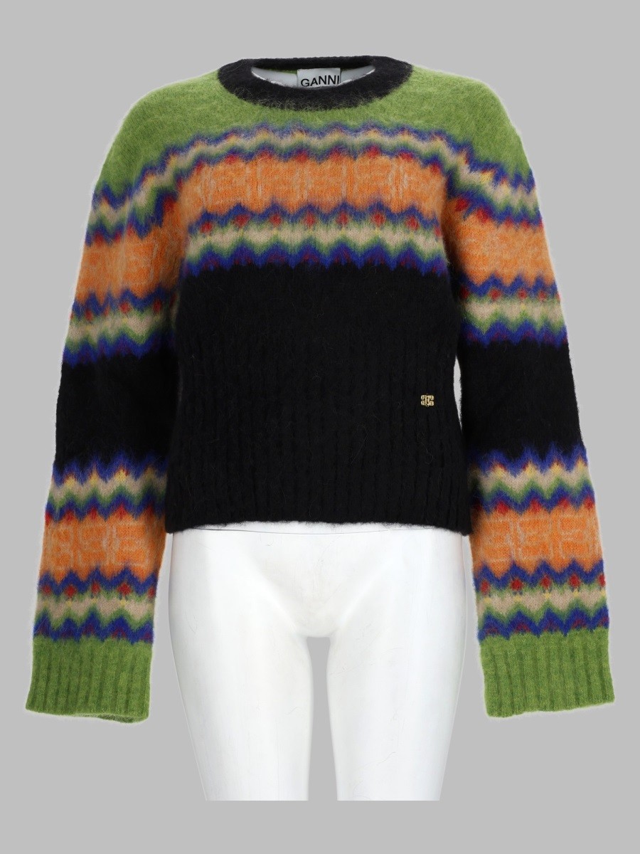 GANNI Maglia In Alpaca Con Motivo Fairisle