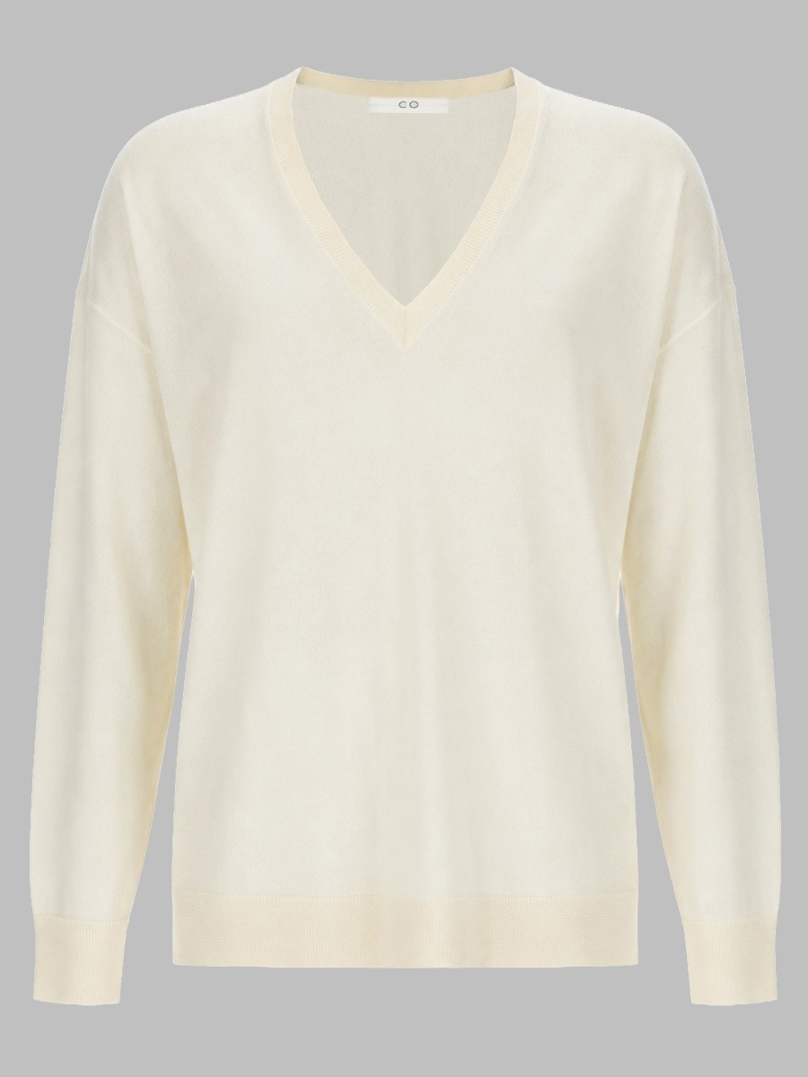 CO MAGLIA IN CASHMERE CON SCOLLO A V