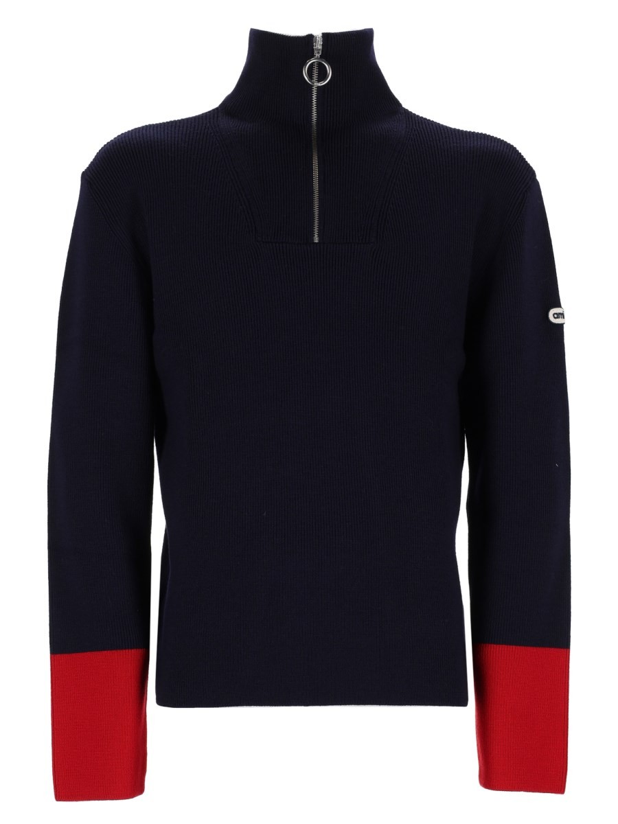 AMI PARIS Maglia In Lana A Coste Con Zip
