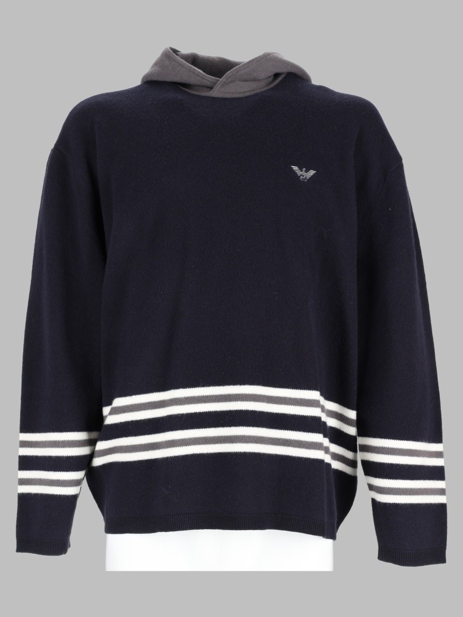 Emporio Armani Maglia In Lana Con Cappuccio