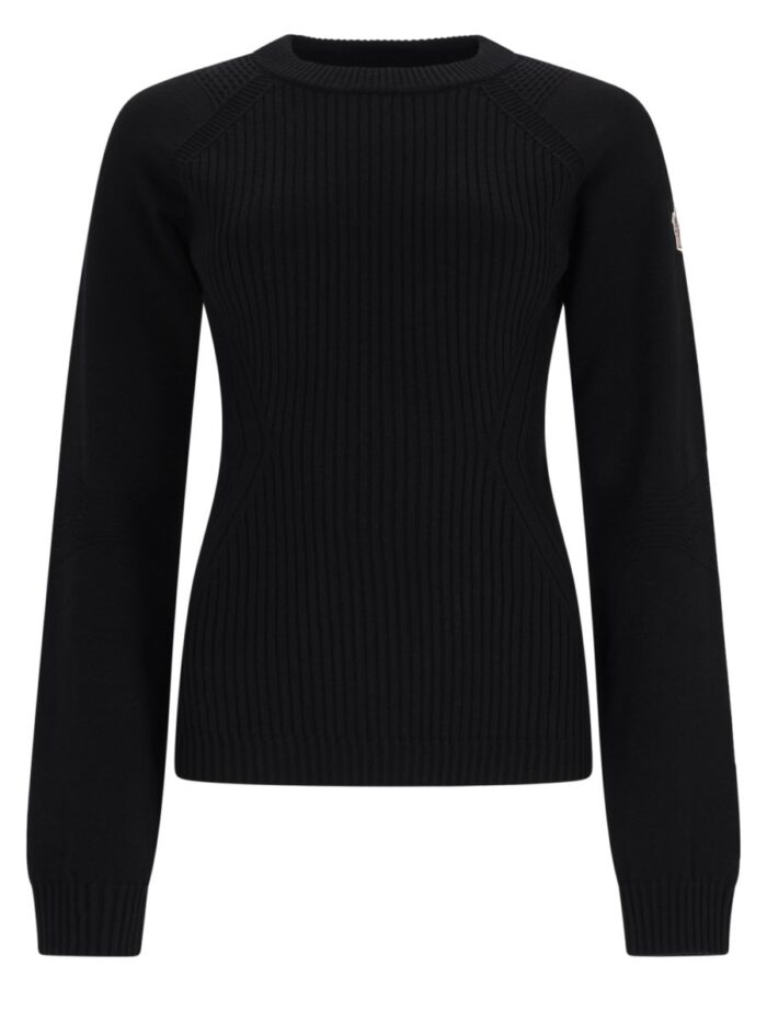 moncler grenoble maglia in lana con patch logo MONCLER GRENOBLE Maglia In Lana Con Patch Logo