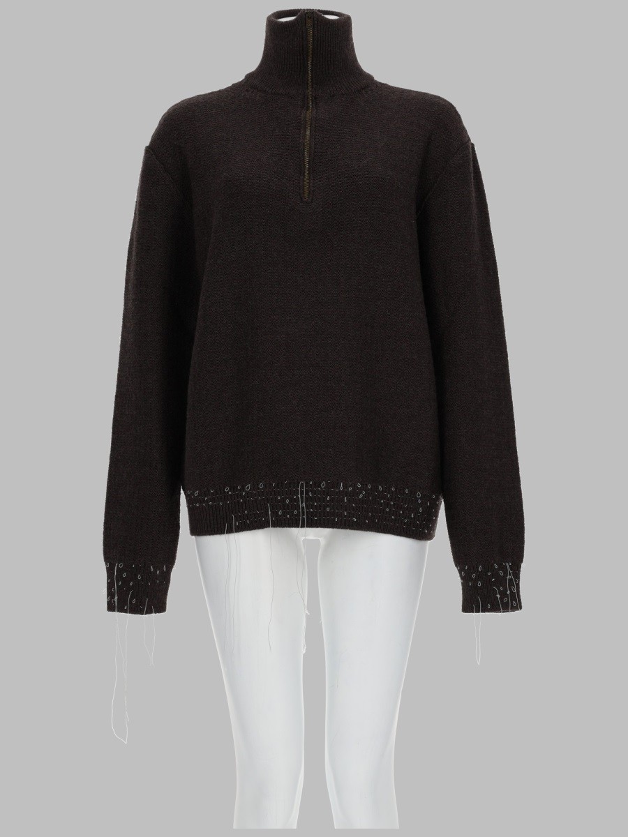Maison Margiela MAGLIA IN LANA CON ZIP A UN QUARTO