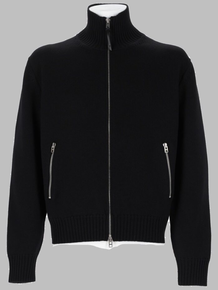 tom ford maglia in lana merino con zip e patch TOM FORD MAGLIA IN LANA MERINO CON ZIP E PATCH