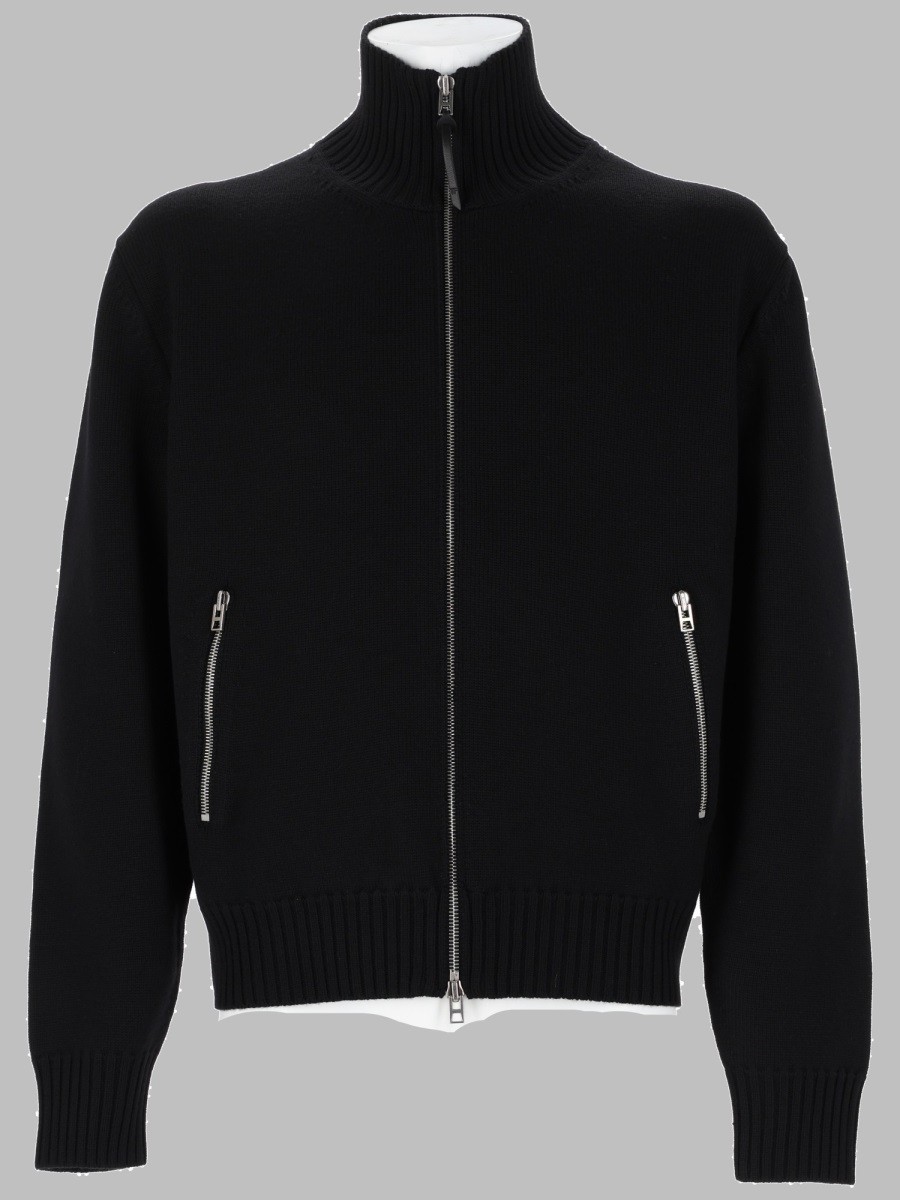 TOM FORD MAGLIA IN LANA MERINO CON ZIP E PATCH