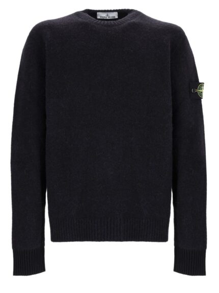 Stone Island Maglia In Misto Alpaca E Lana Con Patch Logo