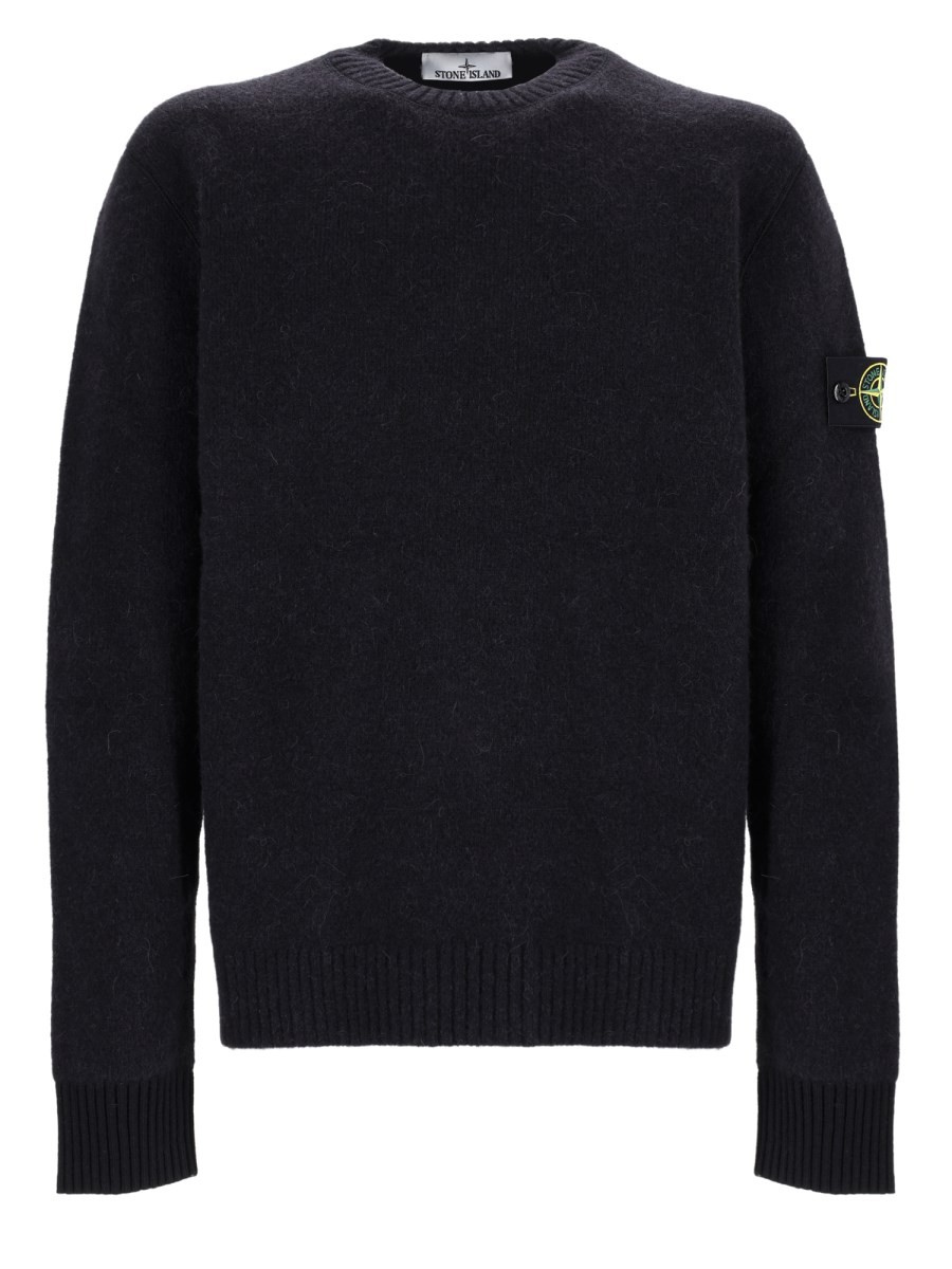Stone Island Maglia In Misto Alpaca E Lana Con Patch Logo