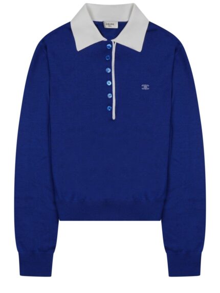 Celine MAGLIA STILE POLO IN CASHMERE SOTTILE E SETA