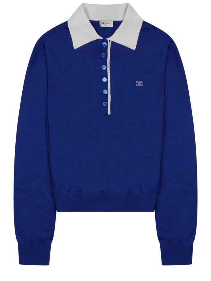 celine maglia stile polo in cashmere sottile e seta Celine MAGLIA STILE POLO IN CASHMERE SOTTILE E SETA