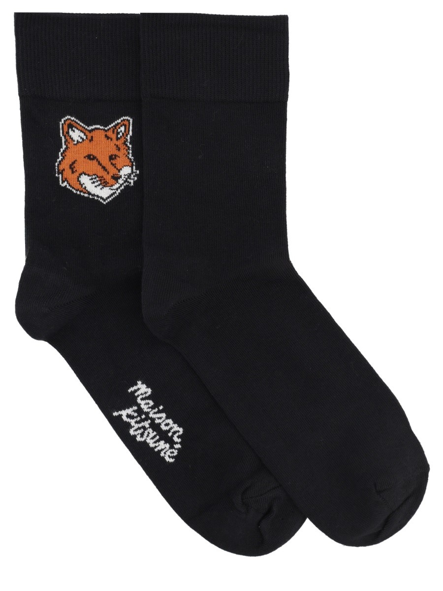 Maison Kitsune CALZINI "FOX HEAD" CON LOGO