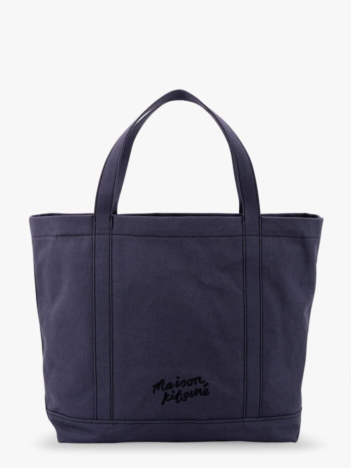 Maison Kitsune Canvas Handbag With Fox Head Embroidery