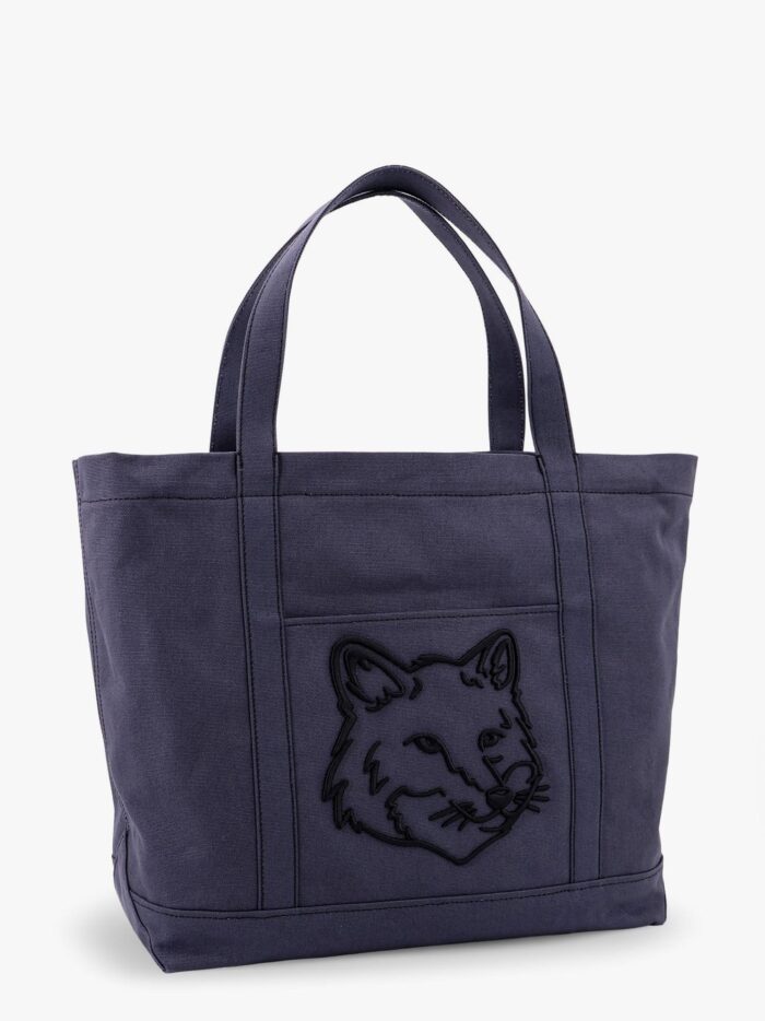 Maison Kitsune Canvas Handbag With Fox Head Embroidery