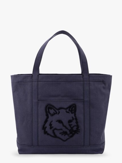 Maison Kitsune Canvas Handbag With Fox Head Embroidery