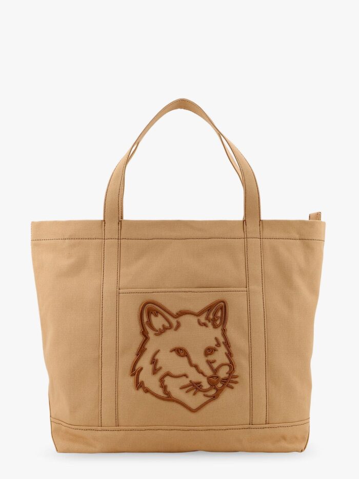 Maison Kitsune Canvas Handbag With Fox Head Embroidery