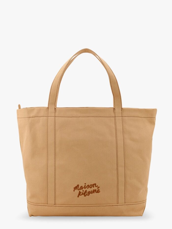 Maison Kitsune Canvas Handbag With Fox Head Embroidery