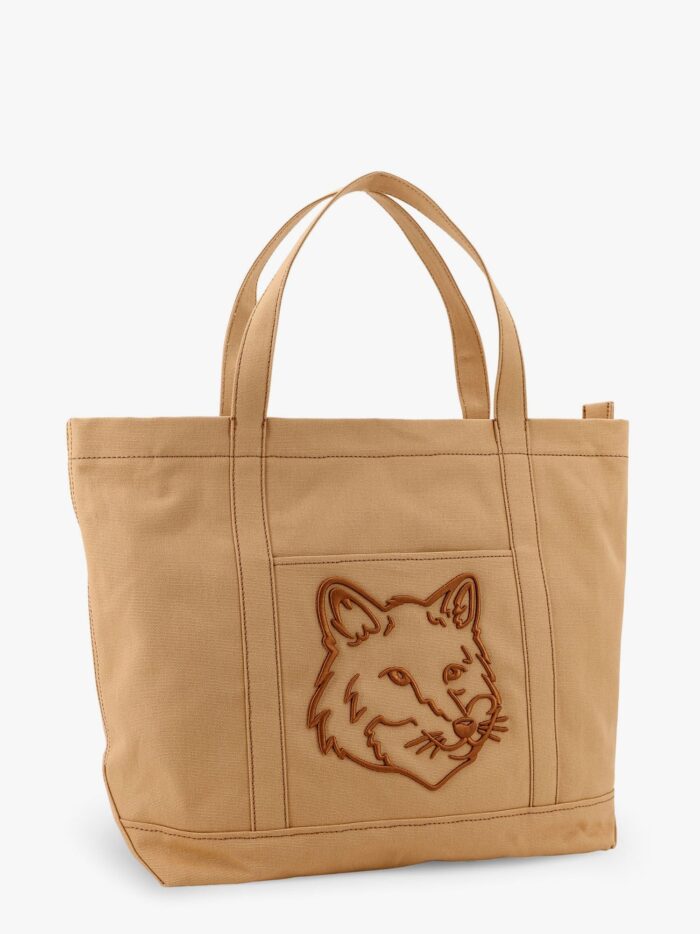Maison Kitsune Canvas Handbag With Fox Head Embroidery