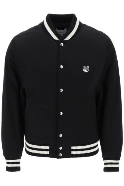 Maison Kitsune Cotton Satin Bomber Jacket