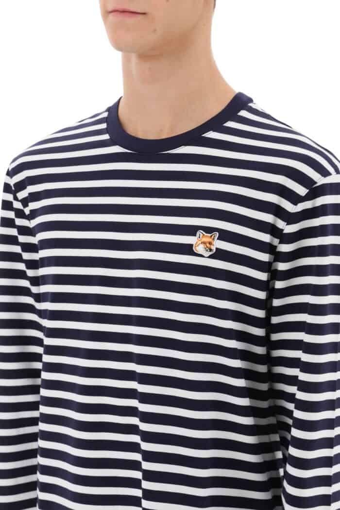 Maison Kitsune Fox Head Striped T-shirt