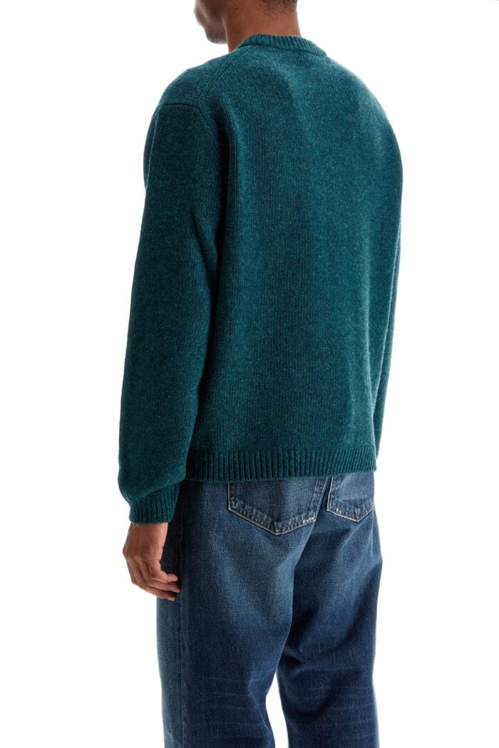 MAISON KITSUNE Green Wool Sweater With Fox Intarsia