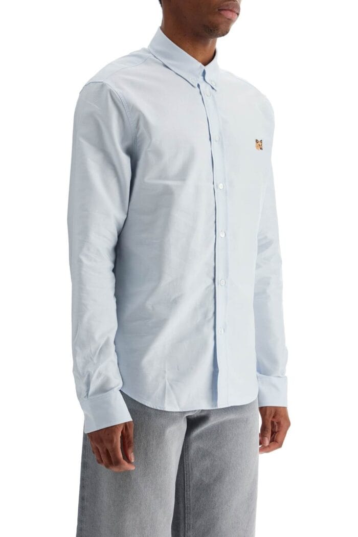 MAISON KITSUNE Light Blue Cotton Shirt With Mini Fox Embroidery