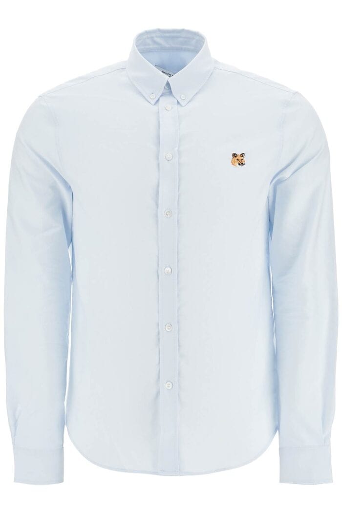 MAISON KITSUNE Light Blue Cotton Shirt With Mini Fox Embroidery