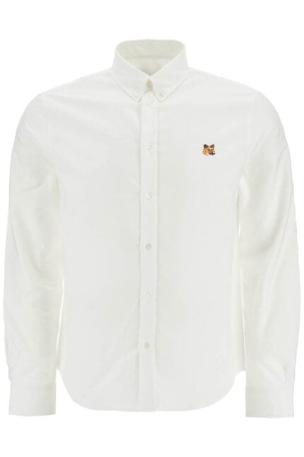 MAISON KITSUNE Men's White Cotton Shirt With Fox Embroidery