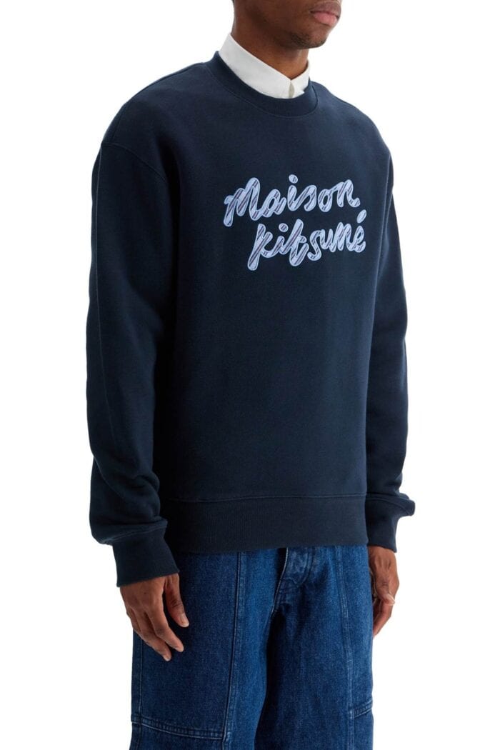 MAISON KITSUNE Navy Blue Striped Cotton Sweatshirt