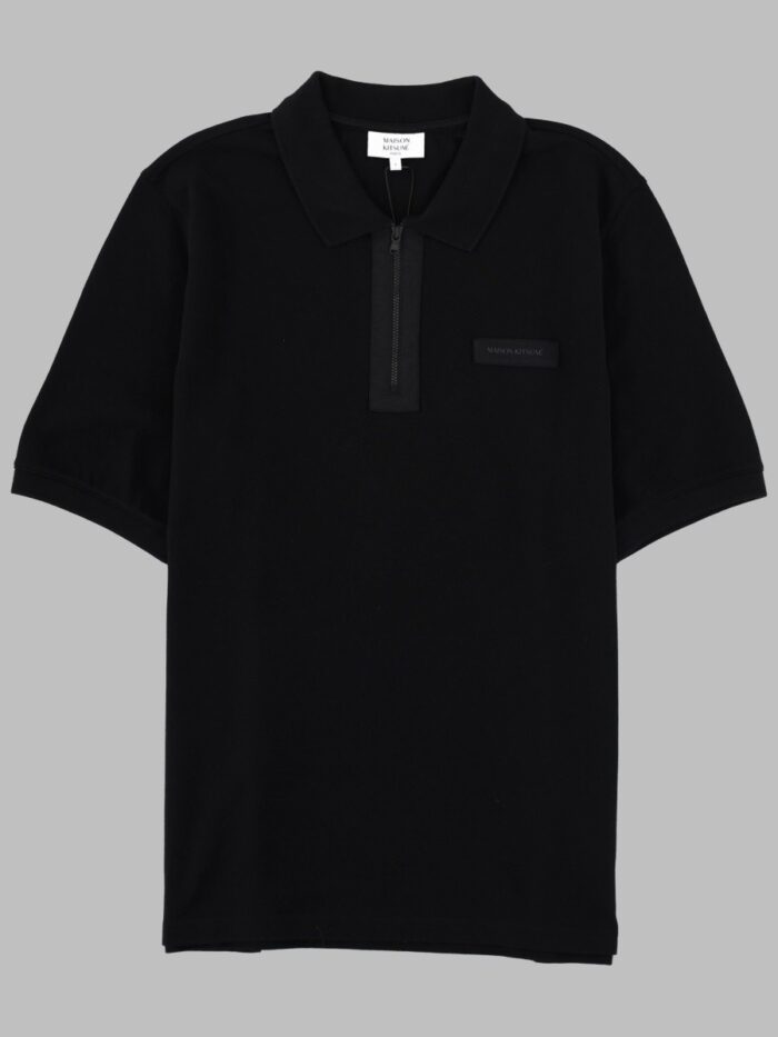 Maison Kitsune POLO CON ZIP E PATCH LOGO