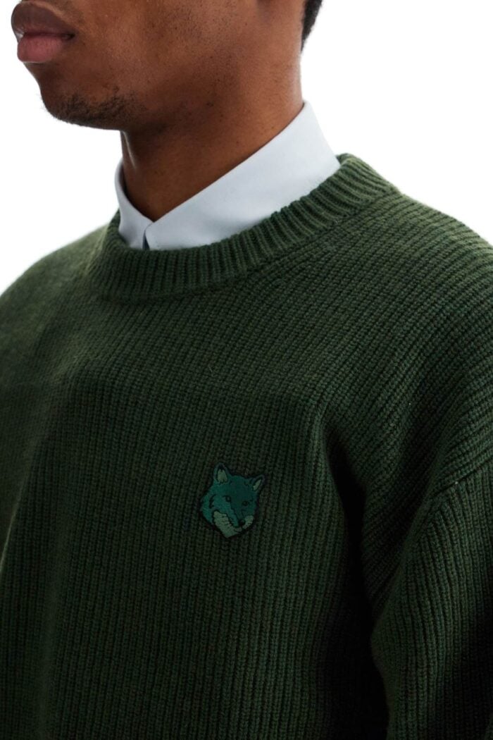 MAISON KITSUNE Ranger Green Wool And Viscose Sweater With Fox Patch