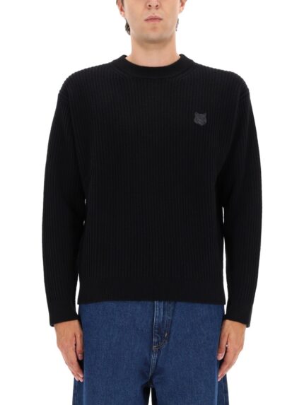 Maison Kitsune RIBBED KNIT WITH FOX PATCH