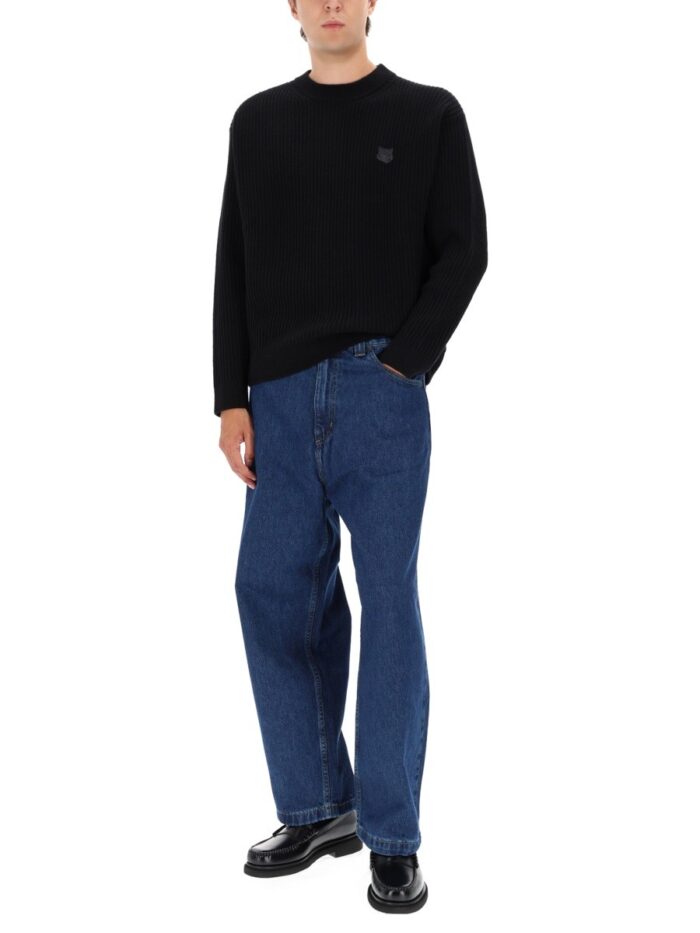 Maison Kitsune RIBBED KNIT WITH FOX PATCH