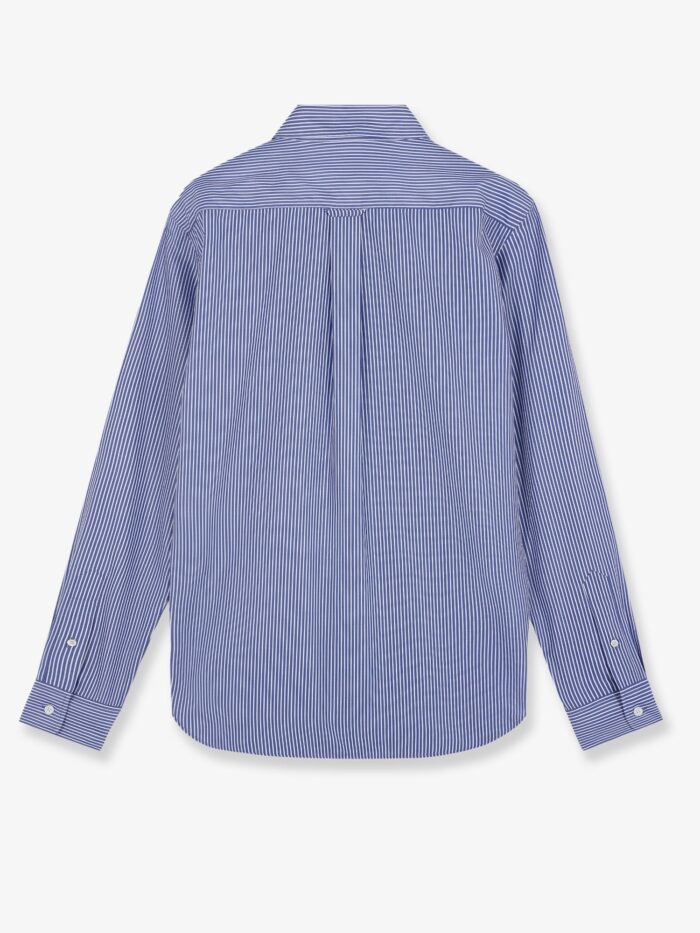 Maison Kitsune Striped Cotton Shirt With Iconic Logo Patch