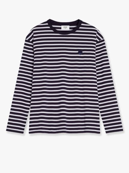 Maison Kitsune Striped Cotton Sweater With Iconic Logo Patch