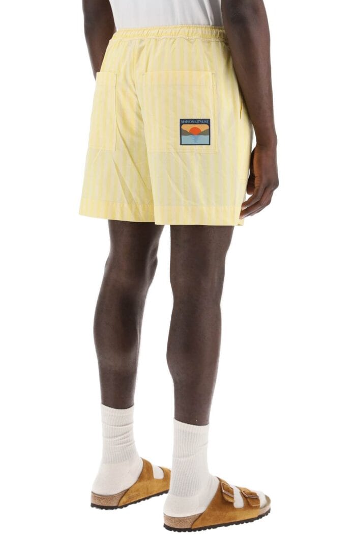 MAISON KITSUNE Striped Poplin Bermuda Shorts For