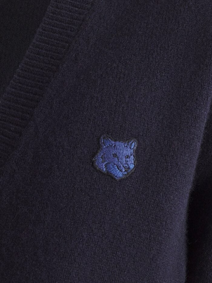 Maison Kitsune Wool Cardigan With Foxy Patch On The Front