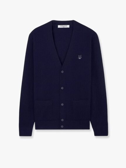 Maison Kitsune Wool Cardigan With Foxy Patch On The Front