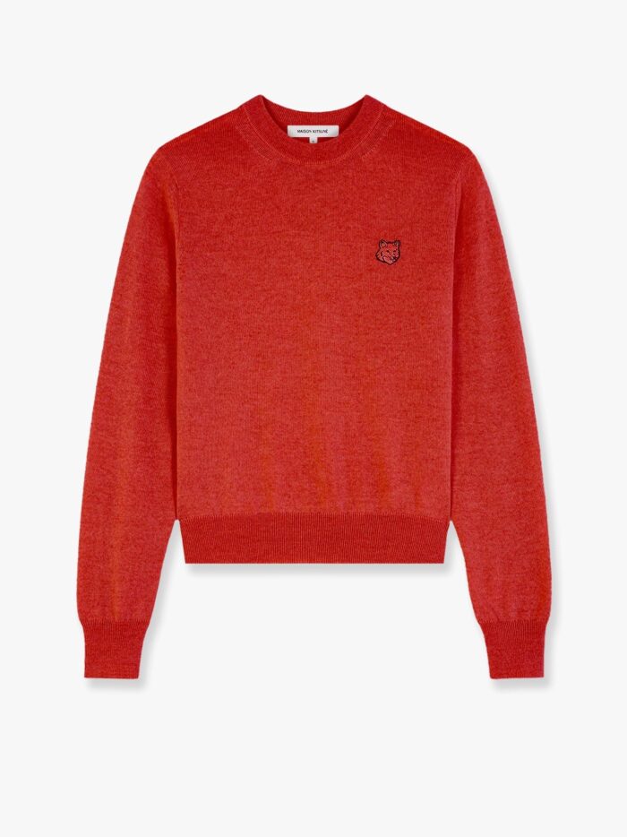 Maison Kitsune Wool Melange Sweater With Foxy Patch On The Front