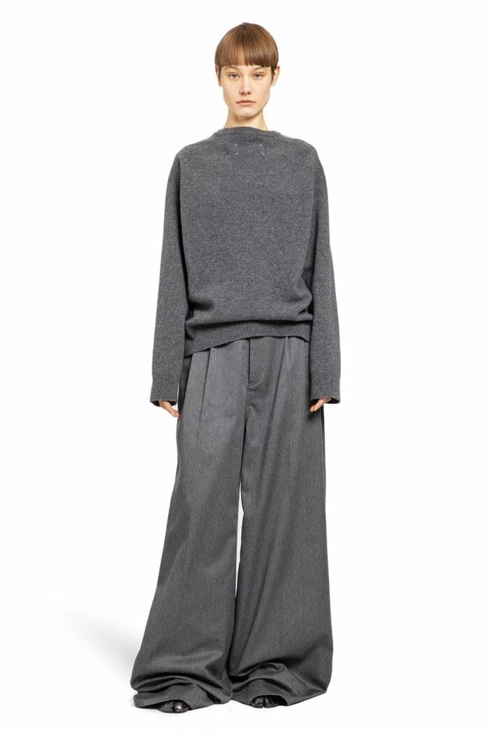 MAISON MARGIELA Cotton Wool Wide Leg Trousers