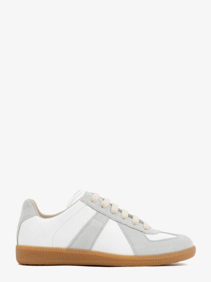 Maison Margiela Replica Low-top Leather Sneakers With Suede Inserts