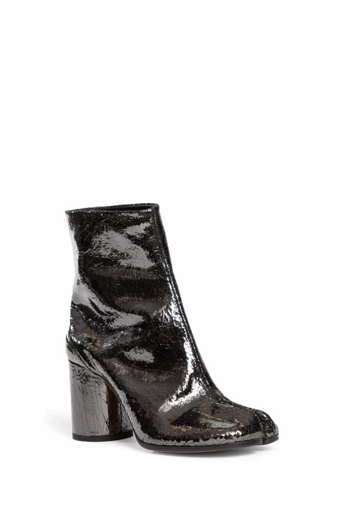 MAISON MARGIELA Tabi Ankle Boots In Crackled Mirror Leather