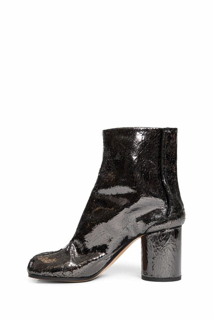 MAISON MARGIELA Tabi Ankle Boots In Crackled Mirror Leather