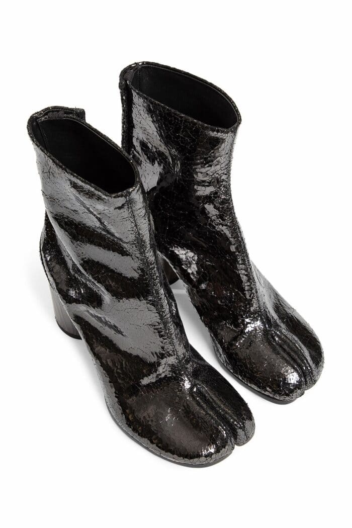 MAISON MARGIELA Tabi Ankle Boots In Crackled Mirror Leather