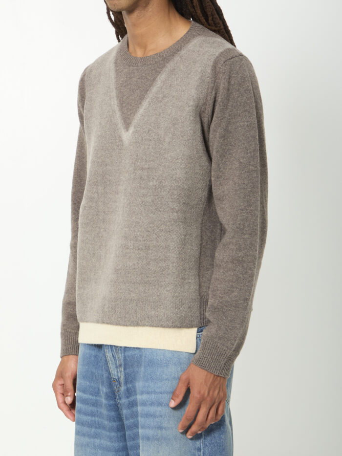Maison Margiela Virgin wool crewneck sweater in fused knit