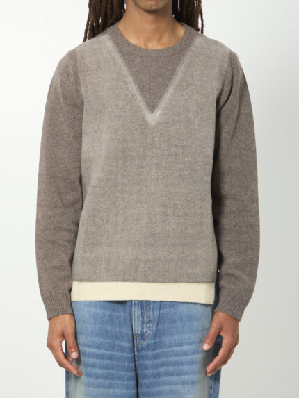 Maison Margiela Virgin wool crewneck sweater in fused knit