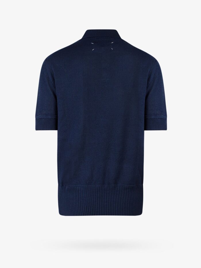 Maison Margiela Wool Blend Polo Shirt With Iconic Back Stitching