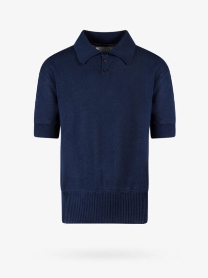 Maison Margiela Wool Blend Polo Shirt With Iconic Back Stitching