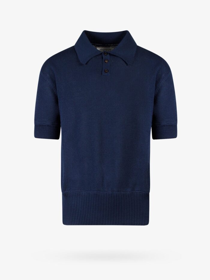 Maison Margiela Wool Blend Polo Shirt With Iconic Back Stitching