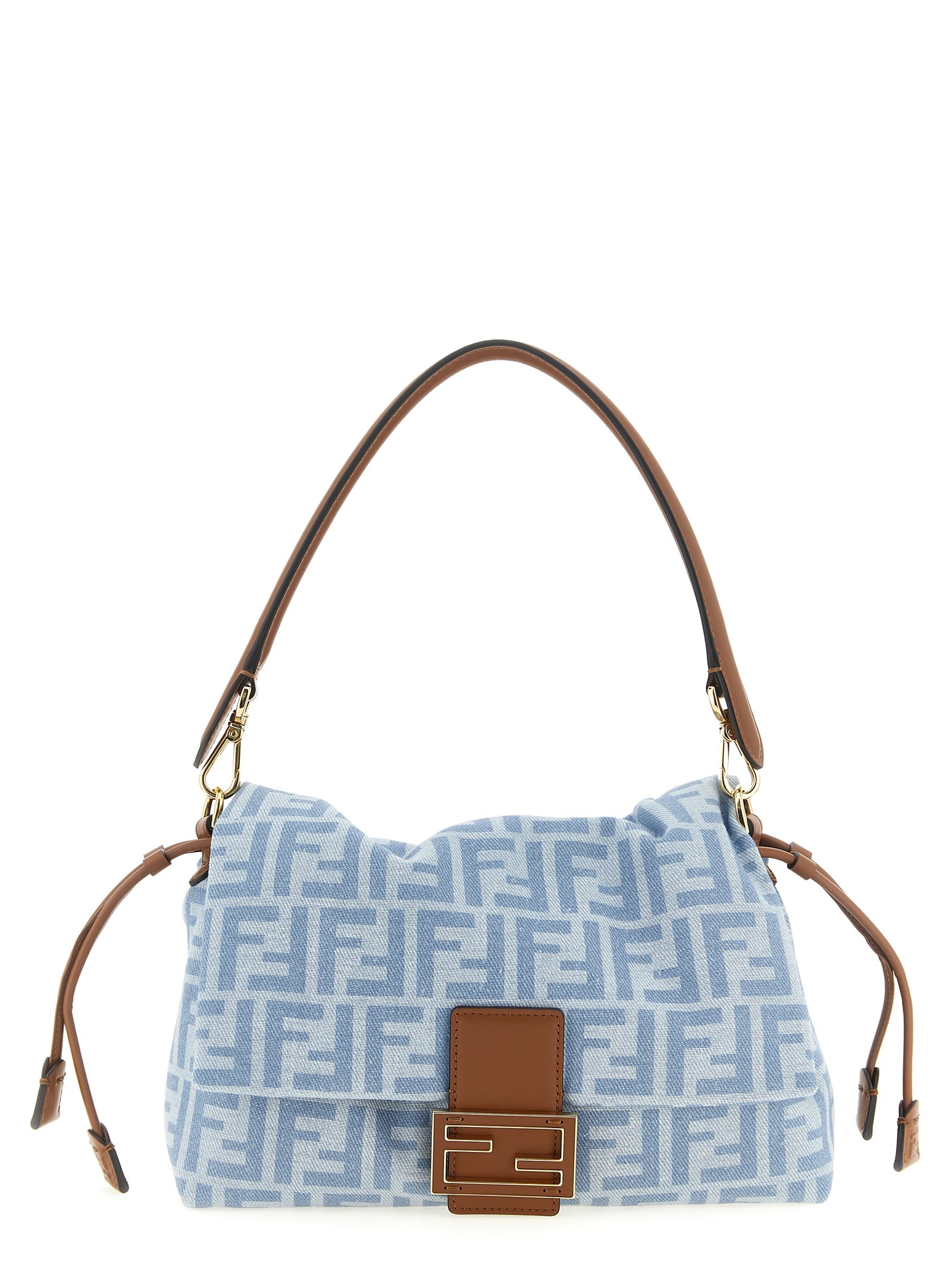 Fendi Mamma Baguette Light Denim Crossbody Bag